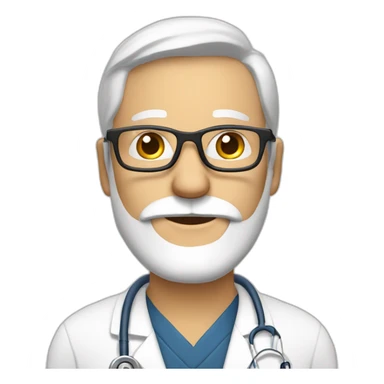 mature man with white beard, doctor, shicky reading glasses sticker