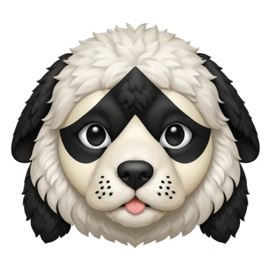 black and white cockapoo - give him a white chest, black ears and black fur covering his eyes, but then a white snout and an upside down white triangle-shaped patch of fur on his forehead sticker
