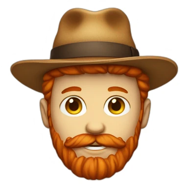 red bearded male with a hat sticker