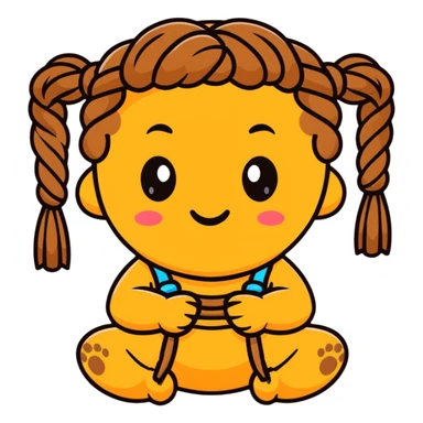 poo emoji with braids sticker