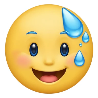Emoji, yellow round laughing face, blue tears of joy on it  sticker