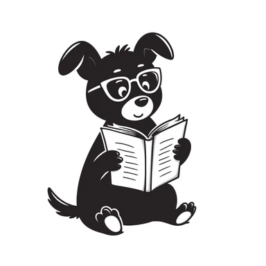 Dog wearing glasses reading a book sticker