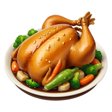 chicken vegetables soy sauce on top  sticker