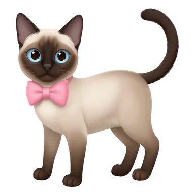 A very cute Siamese cat wearing a light pink bow. sticker