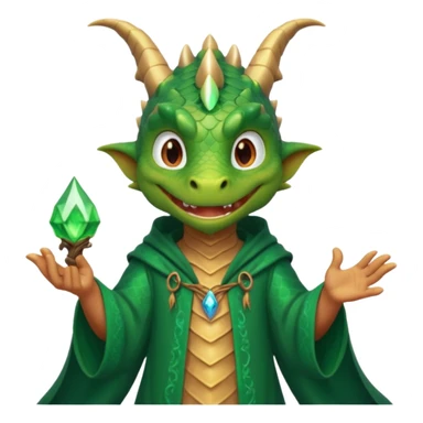 A dragon wearing wizard robes, casting a spell with a curious grin, portrait, bust up sticker