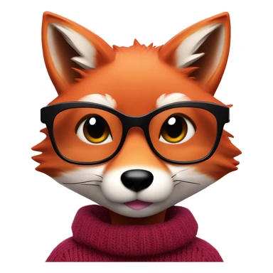 Fox Face pink rectangle glasses wearing burgundy jumper Tongue out winking  sticker