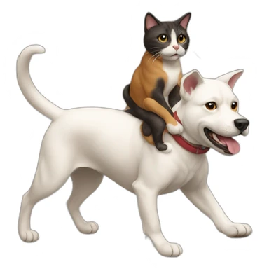 Cat riding Dog sticker
