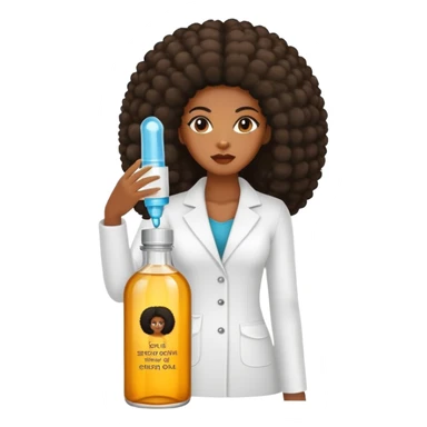 Serum Bottle hair growth oil. Label has black woman with long afro hair. sticker