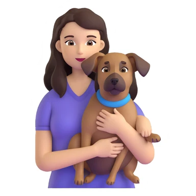 woman with long dark brown hair holding a Malinois dog in her arms sticker