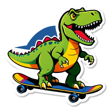 dinosaur on a skateboard sticker
