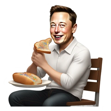 nutella and bread togather with sprinkls on top of  Elon Musk eating it sticker