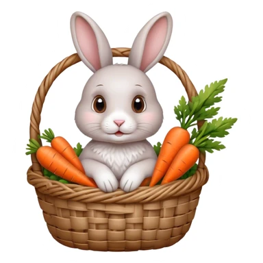 rabbit with carrot in basket sticker