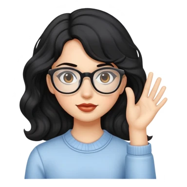 girl with wavy black hair and clear glasses ￼ sticker
