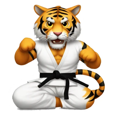 Tiger with evil face  jiu-jitsu black belt with his arms crossed sticker