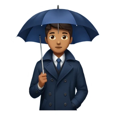 Man with umbrella + streetlight reflection, Midnight Wanderer. sticker
