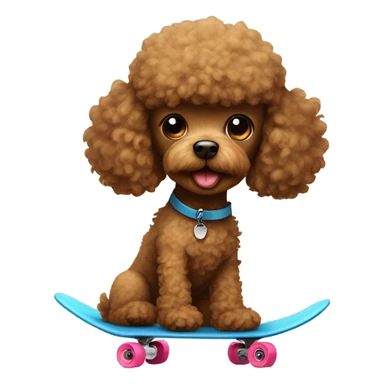 Small brown poodle on a skateboard sticker