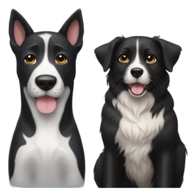 happy black dog next to calico cat sticker