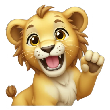 cute lion cub waving sticker