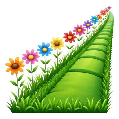 a row of flowers and grass extended far in a stright line sticker