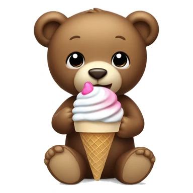 Teddy bear eating ice cream sticker