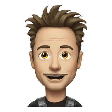 Elon musk with trips hair, while also wearing clown makeup sticker