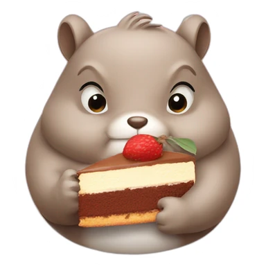 a squirrel obese eating a cake sticker