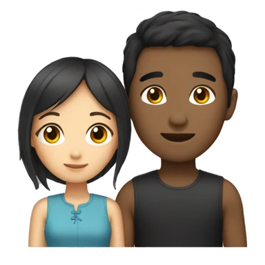 asian girl and black boy couple sticker