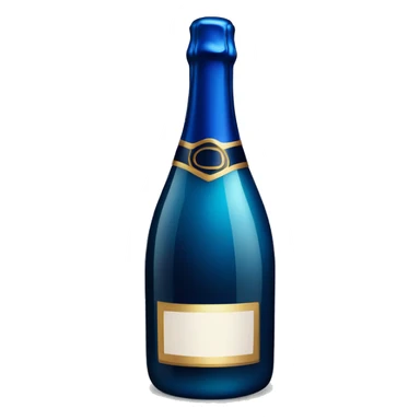 Realistic dark  blue champagne bottle with glass of blue champagne.  sticker