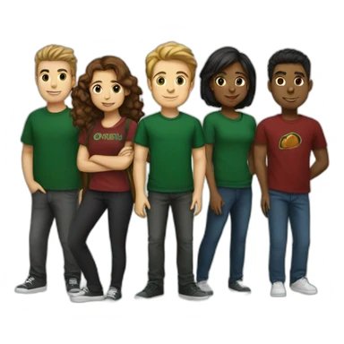 student club of 7 members with dark green shirt sticker