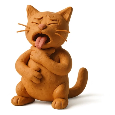 claymation style cat choking itself sticker