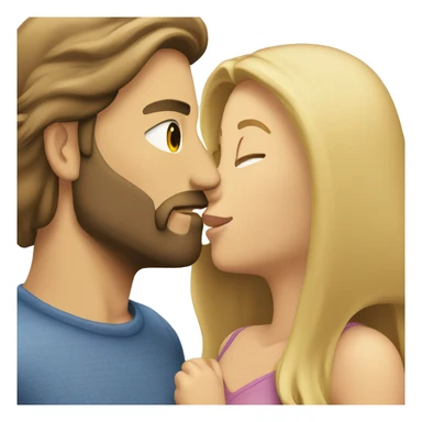 Brunette guy with beard kissing blond girl with long hair sticker