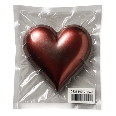 heart with metallic sheen in vacuum-sealed style sticker