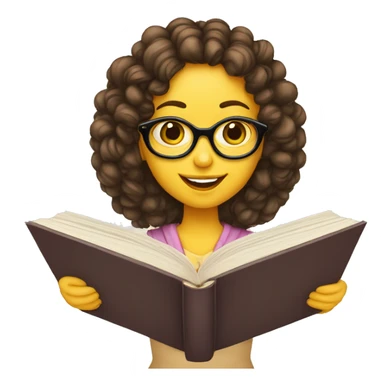 menina de óculos branco lendo um livro de capa amarela sticker