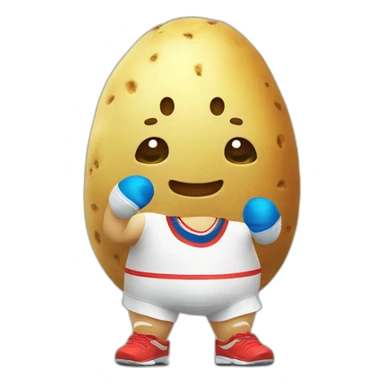 Kawaii potato in tennis uniform sticker