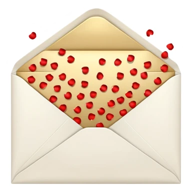 white envelope with gold confetti sticker