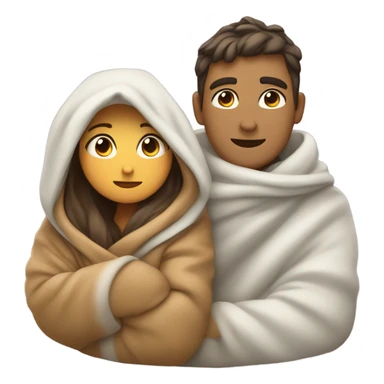 Couple cuddling under blanket sticker