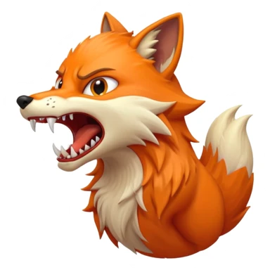 Angry Fox mouth open, scary teeth, side view, monster big mouth sticker