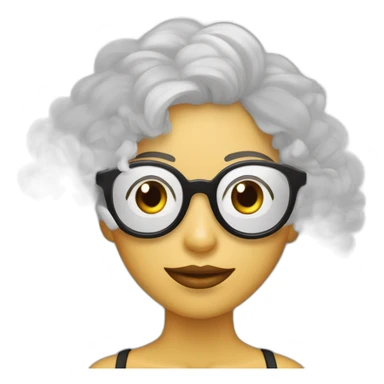 mujer gafas piel blanca pelo negro largo con camarones sticker