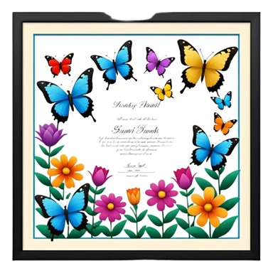 flowers butterflies frame certificates for kids sticker