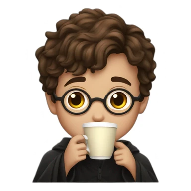 Child Harry Potter drinking coffee sticker