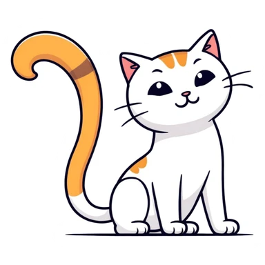 stretching cat with raised tail cartoon style sticker