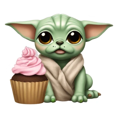 Baby yoda with amstaff dog and cupcake sticker