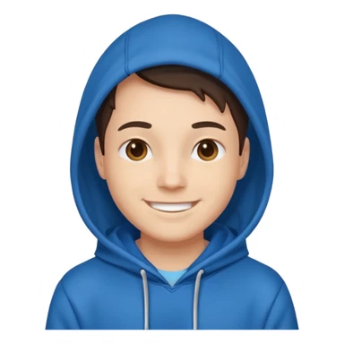 emoji of a person wearing a blue hoodie smiling sticker