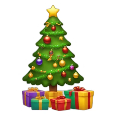 Christmas decorated tree and gifts sticker