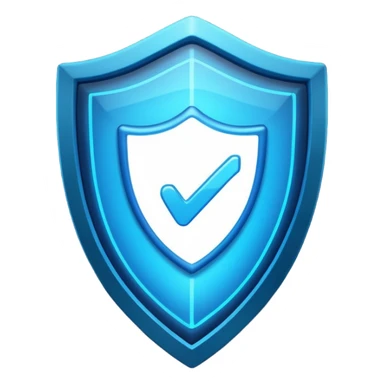 blue shield with neon check mark sticker