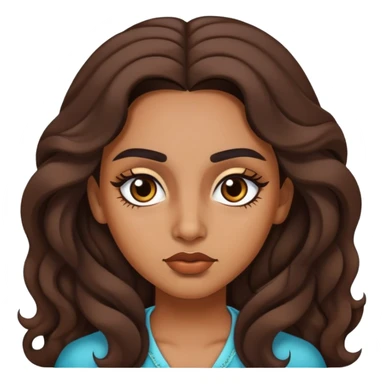 chica morena con pelo largo, ondulado, cejas de choni y ojos rasgados sticker
