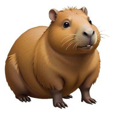 cinematic-capybara-realistic-full-body-on-all-fours-emoji,-plump-and-relaxed-body-soaking-in-the-warm-sun,-short-brown-fur-slightly-ruffled,-head-tilted-dramatically,-calm-expressive-eyes-exuding-serene-wisdom,-simplified-yet-realistic head tilted confidently staring at the camera in a comical way sticker