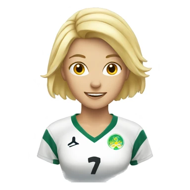 blond women with soccer  sticker