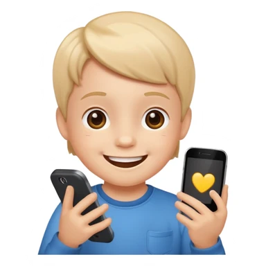 little kid playing with a phone sticker