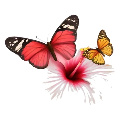hibiscus with butterfly  sticker